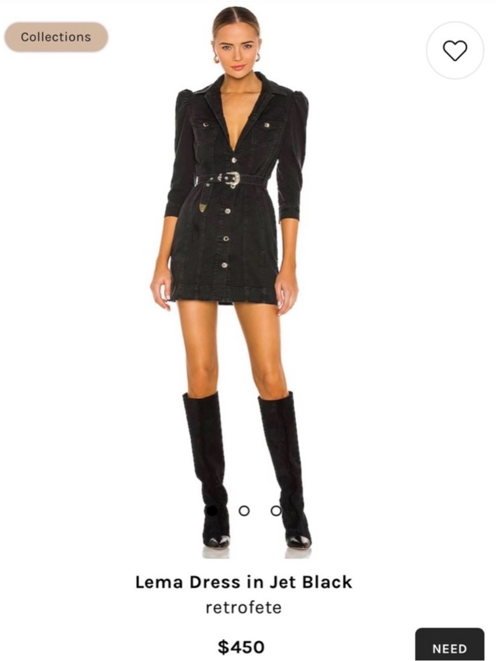 Retrofete Black Lema Mini Dress with Belt